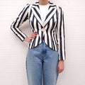SMYTHE NAVY AND WHITE STRIPED BLAZER - SIZE 4