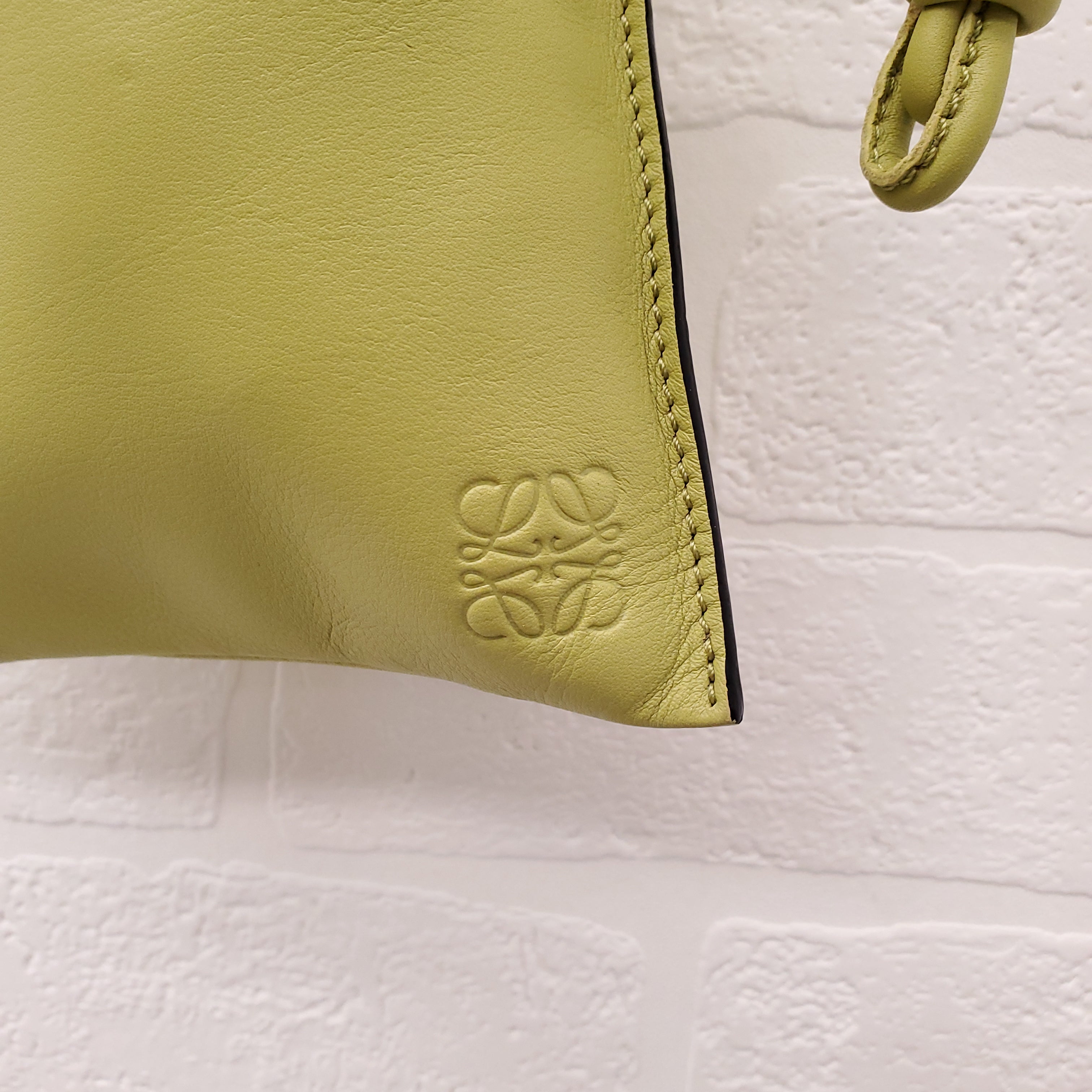 LOEWE LIME GREEN LEATHER FLAMENCO SMALL BAG