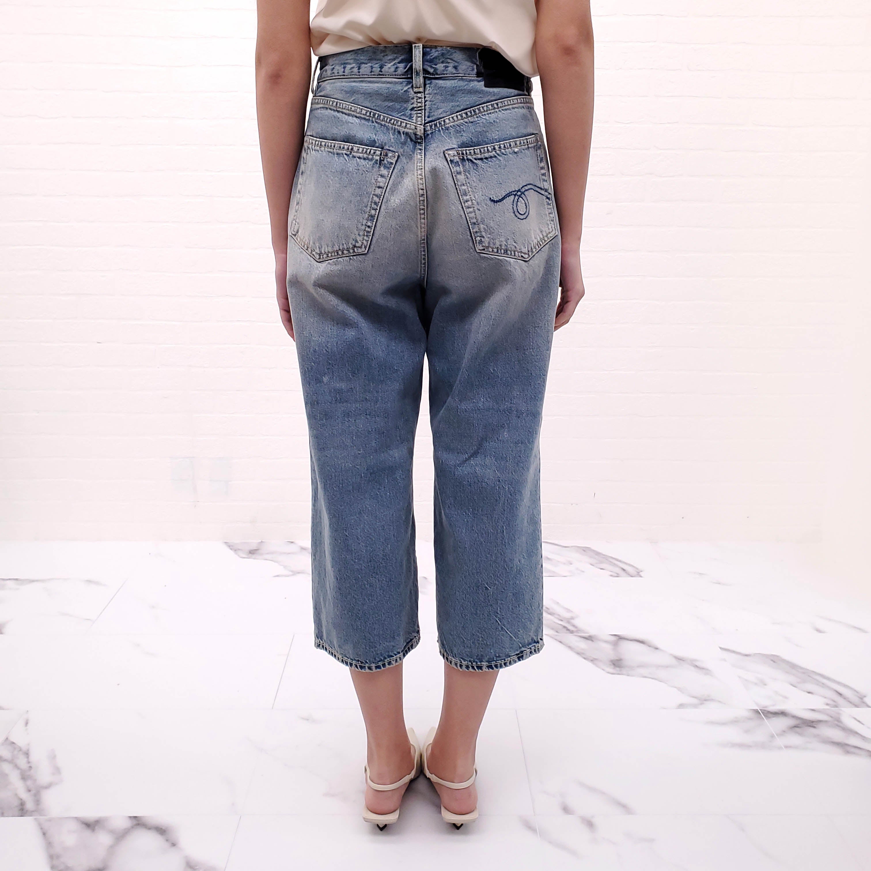 R13 PLEATED CROPPED WIDE LEG JEAN - SIZE 25