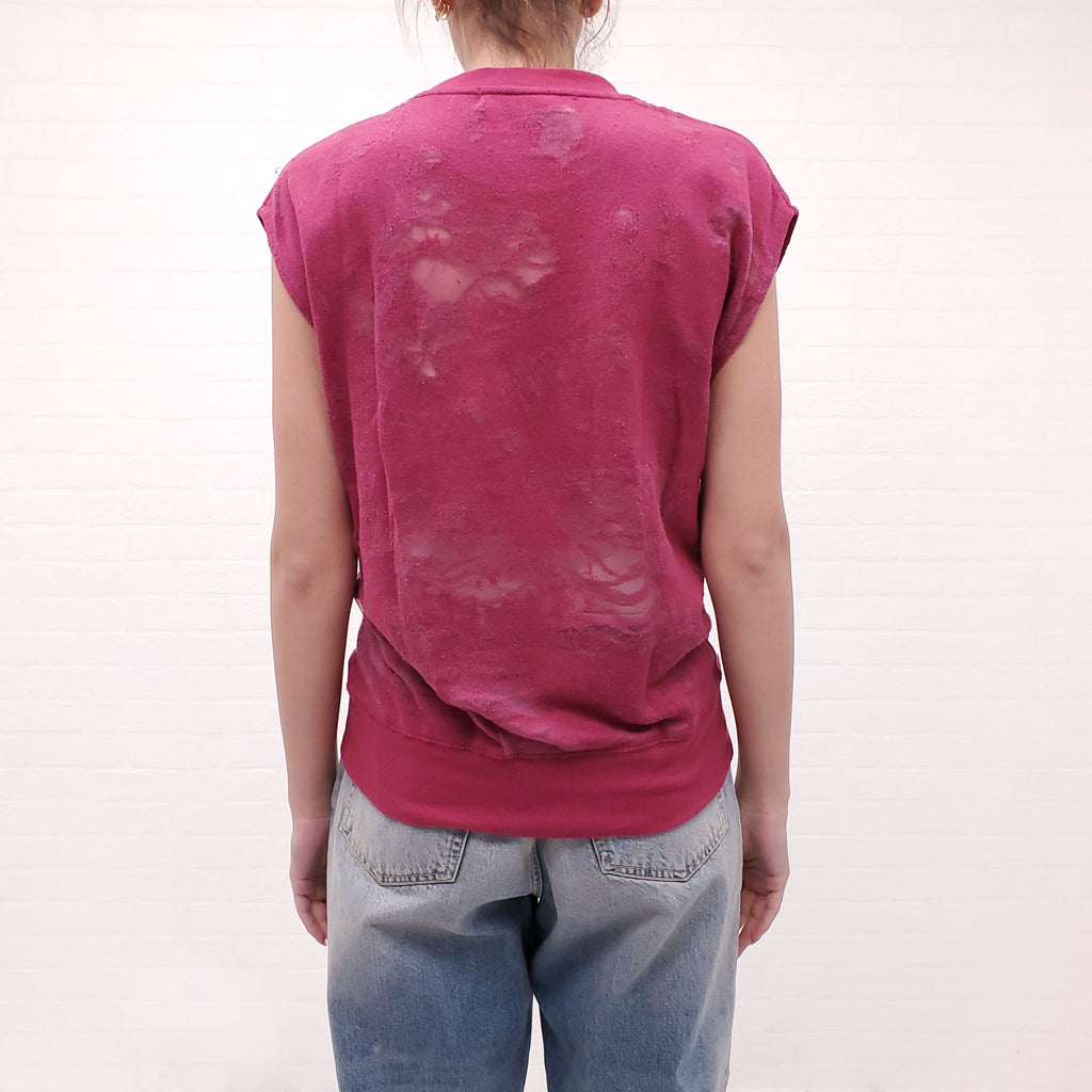 IRO RASPBERRY SHORT SLEEVE SWEATSHIRT - SIZE S