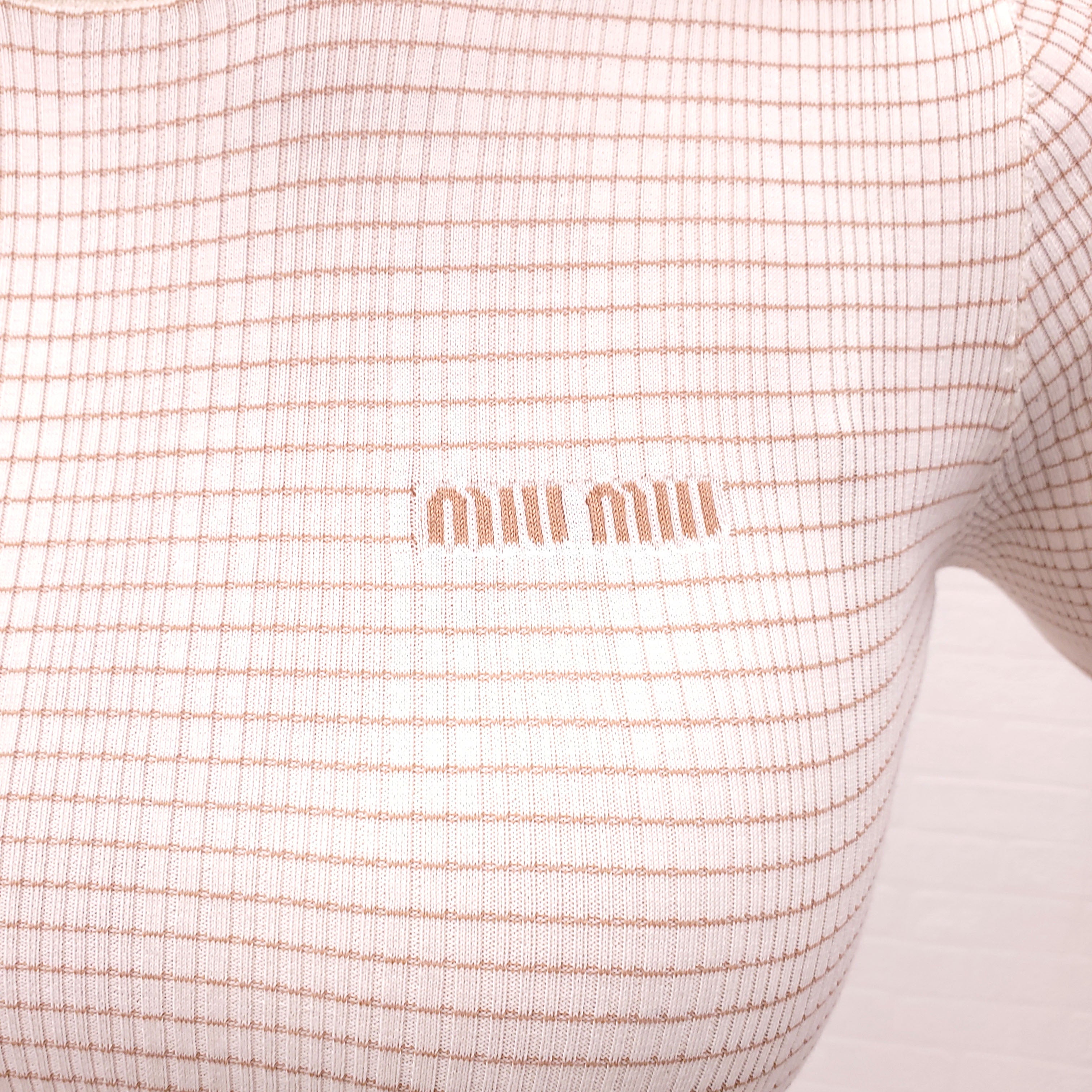 MIU MIU STRIPED LOGO BODYCON DRESS - SIZE 36