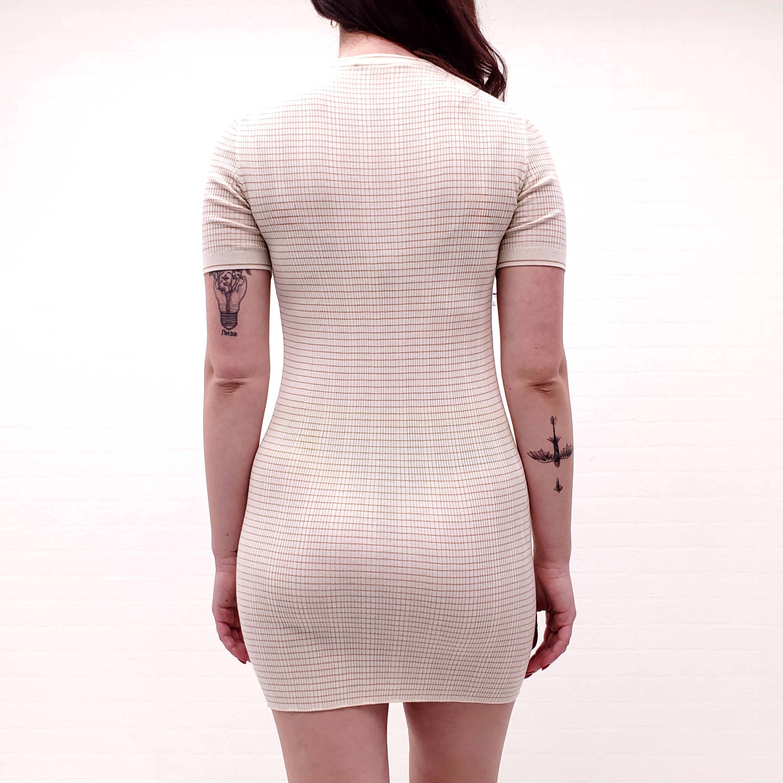 MIU MIU STRIPED LOGO BODYCON DRESS - SIZE 36