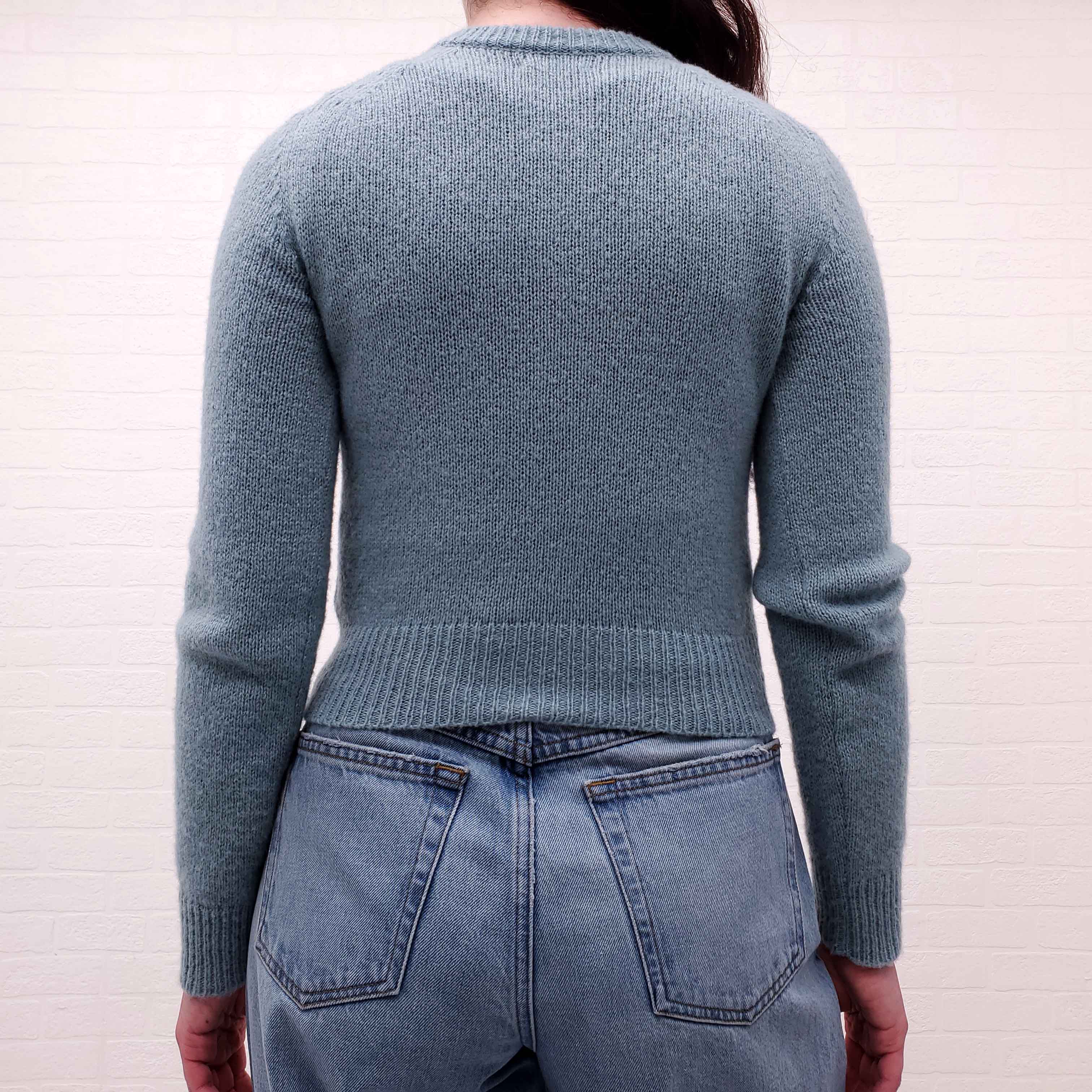 CELINE BLUE CASHMERE CARDIGAN WITH TRIOMPHE LOGO - SIZE XS