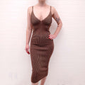 RETROFÊTE BROWN SHIMMER DRESS - SIZE M