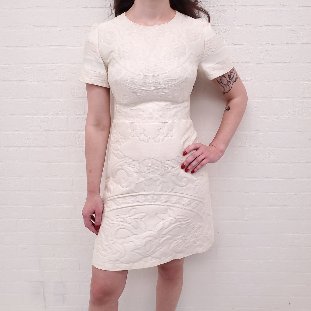 VALENTINO CREAM PATTERNED DRESS - SIZE XS