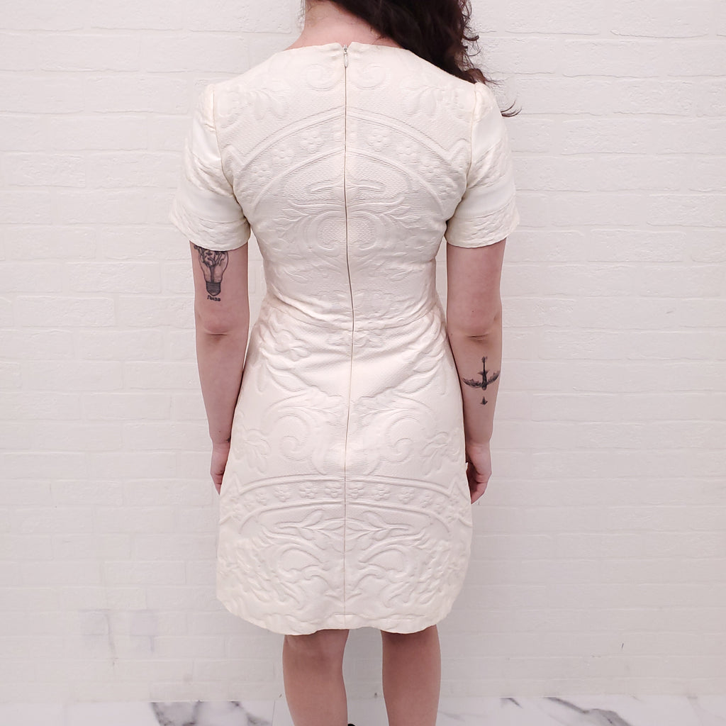 VALENTINO CREAM PATTERNED DRESS - SIZE XS