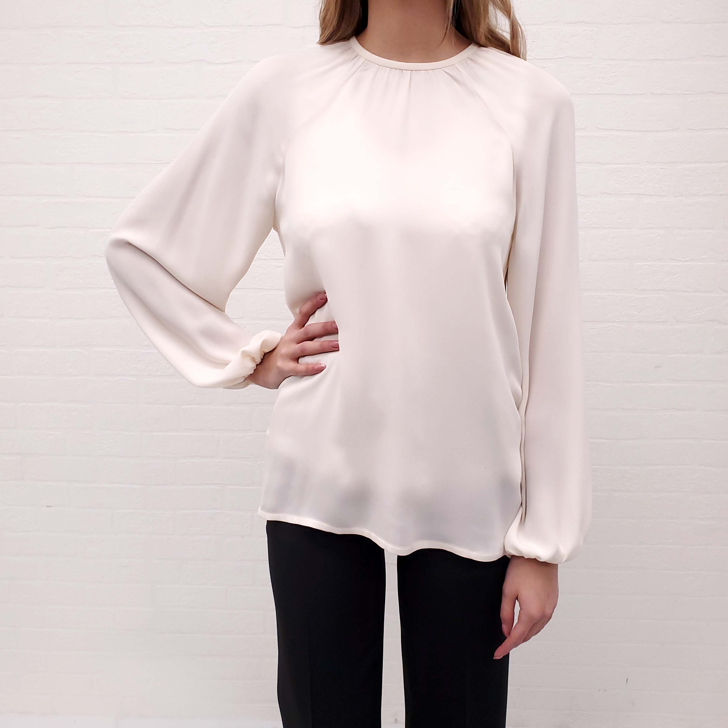 VALENTINO CREAM SILK BLOUSE - SIZE 38