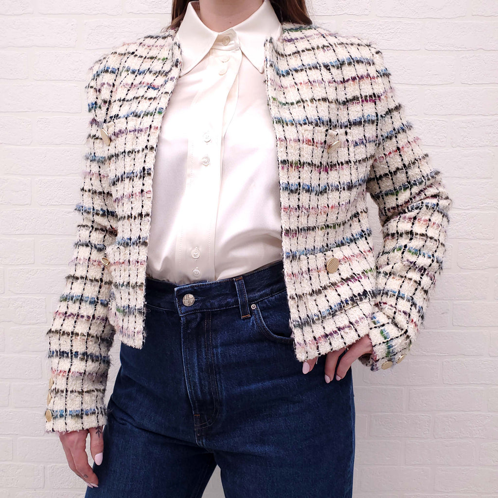 IRO MIORA METALLIC BOUCLE TWEED JACKET - SIZE 42