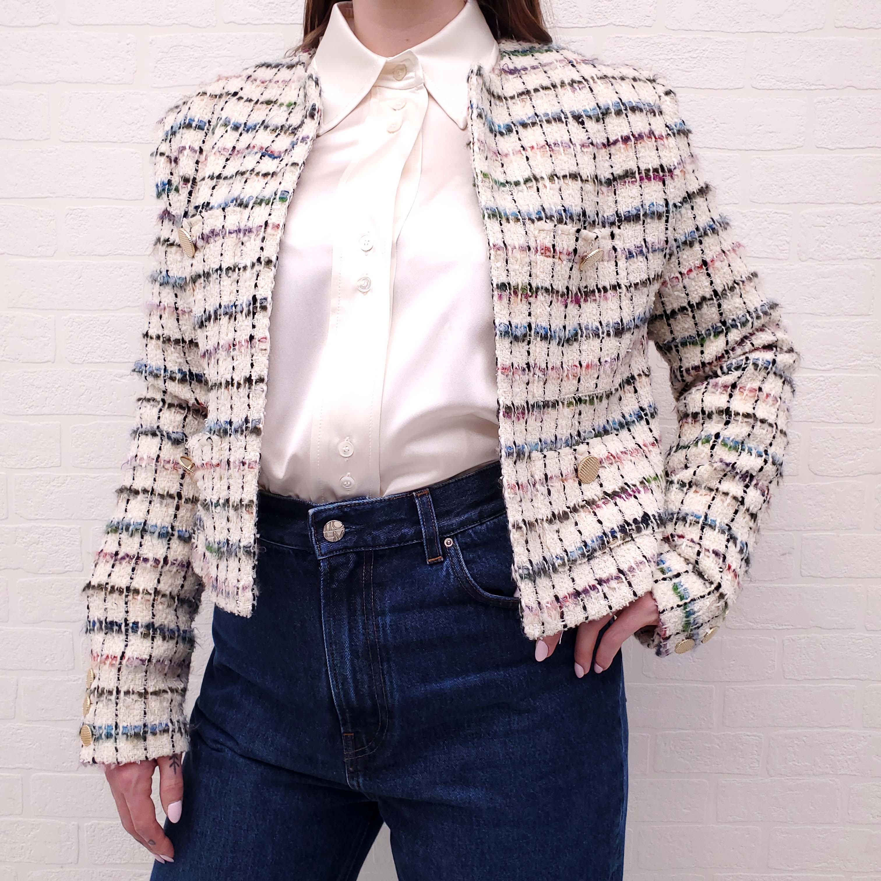 IRO MIORA METALLIC BOUCLE TWEED JACKET - SIZE 42