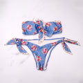 ZIMMERMANN BLUE FLORAL BIKINI WITH TIE DETAILS - SIZE 3 (US 8-10)