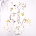 ZIMMERMANN WHITE STRAPLESS FLORAL SWIMSUIT WITH YELLOW TIE DETAILS - SIZE 1 (US 4-6)