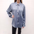 ALEXANDERWANG.T GREY OVERSIZED BLOUSE WITH LOGO - SIZE M