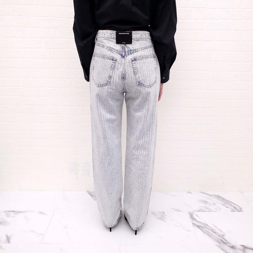 ALEXANDER WANG CRYSTAL EMBELLISHED ACID WASH JEANS - SIZE 27