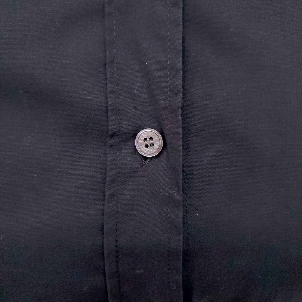 BURBERRY BLACK COTTON BLOUSE WITH CHECK CUFF DETAIL - SIZE S