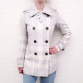 BURBERRY BRIT CHECK GREY PEACOAT - SIZE 4