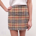 BURBERRY CHECK WOOL SKIRT - SIZE 6