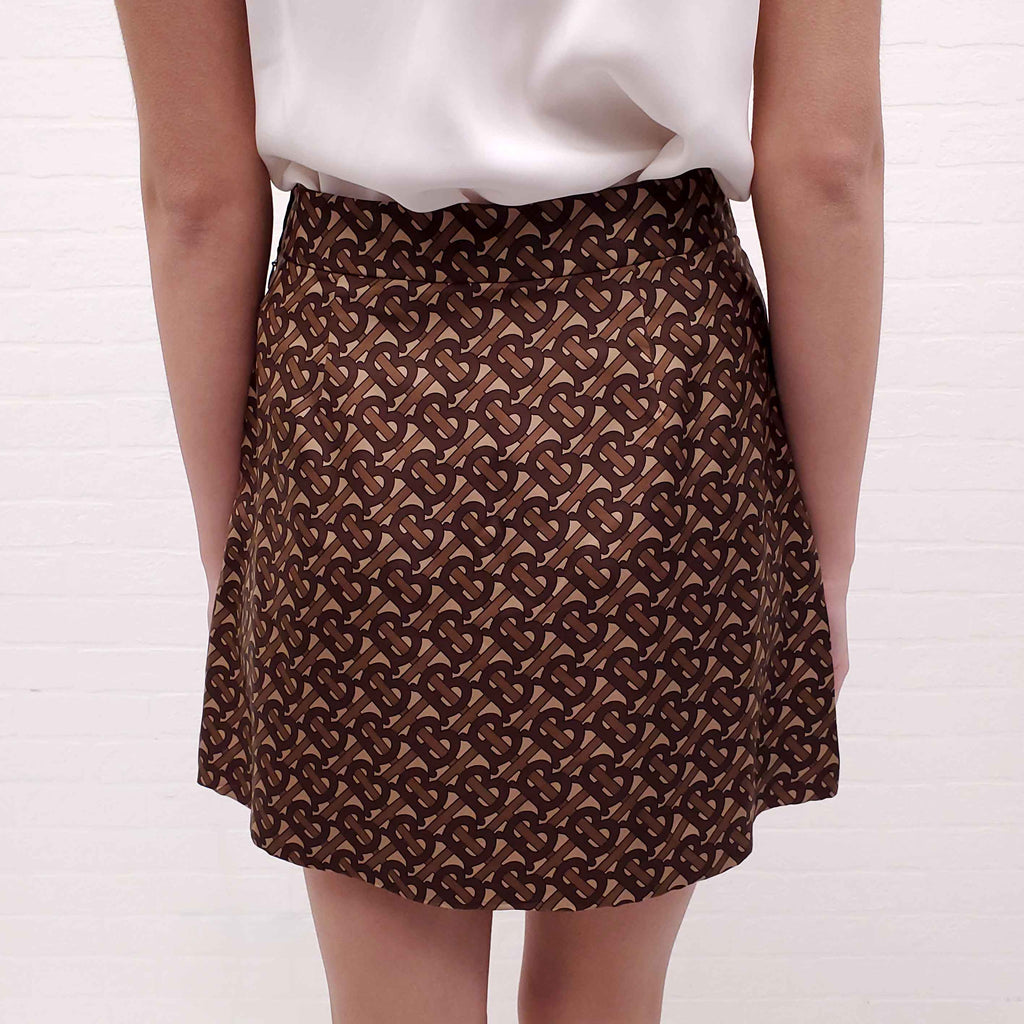 BURBERRY SILK LOGO SKIRT - SIZE 6