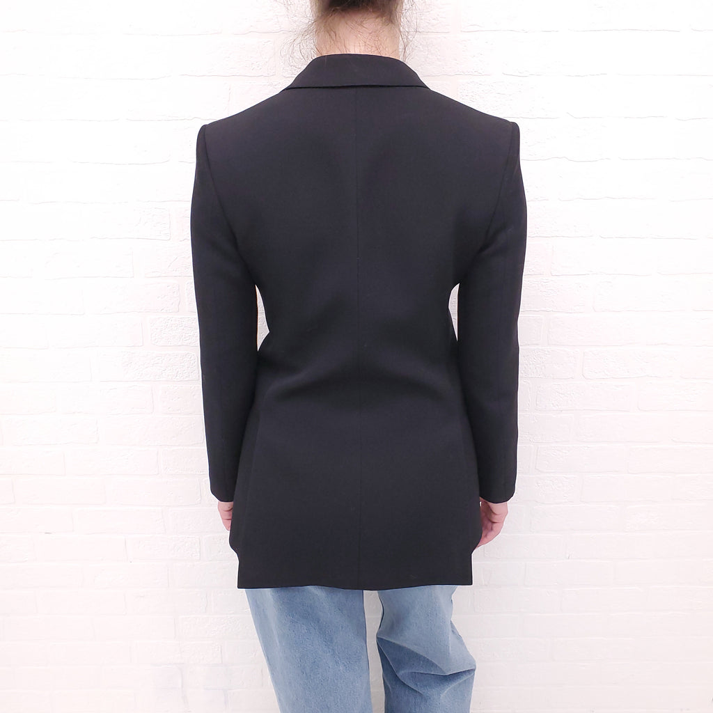 BURBERRY BLACK BLAZER WITH CHUNKY ZIPPER LAPEL DETAIL - SIZE 2