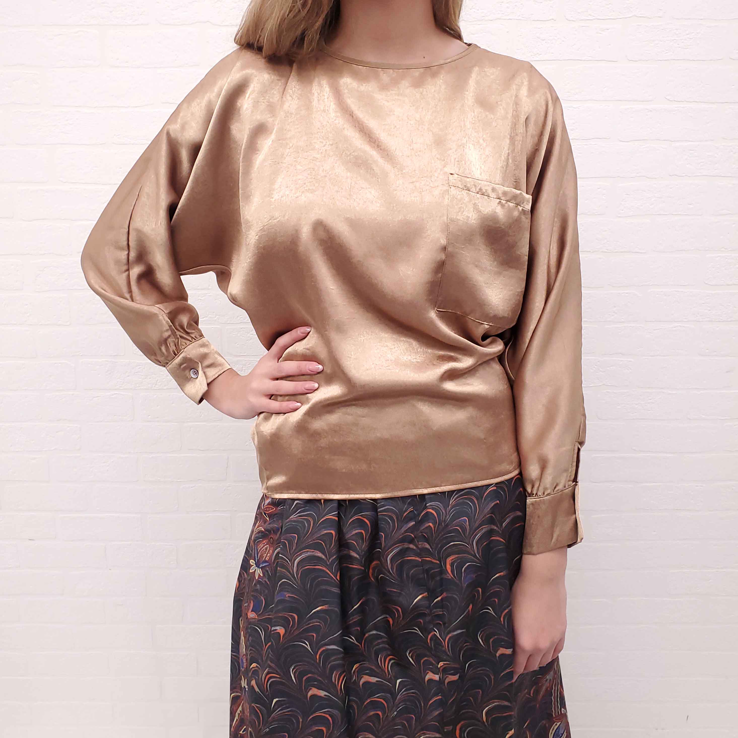 OVERLOVER GOLD SHIMMER BLOUSE - SIZE S