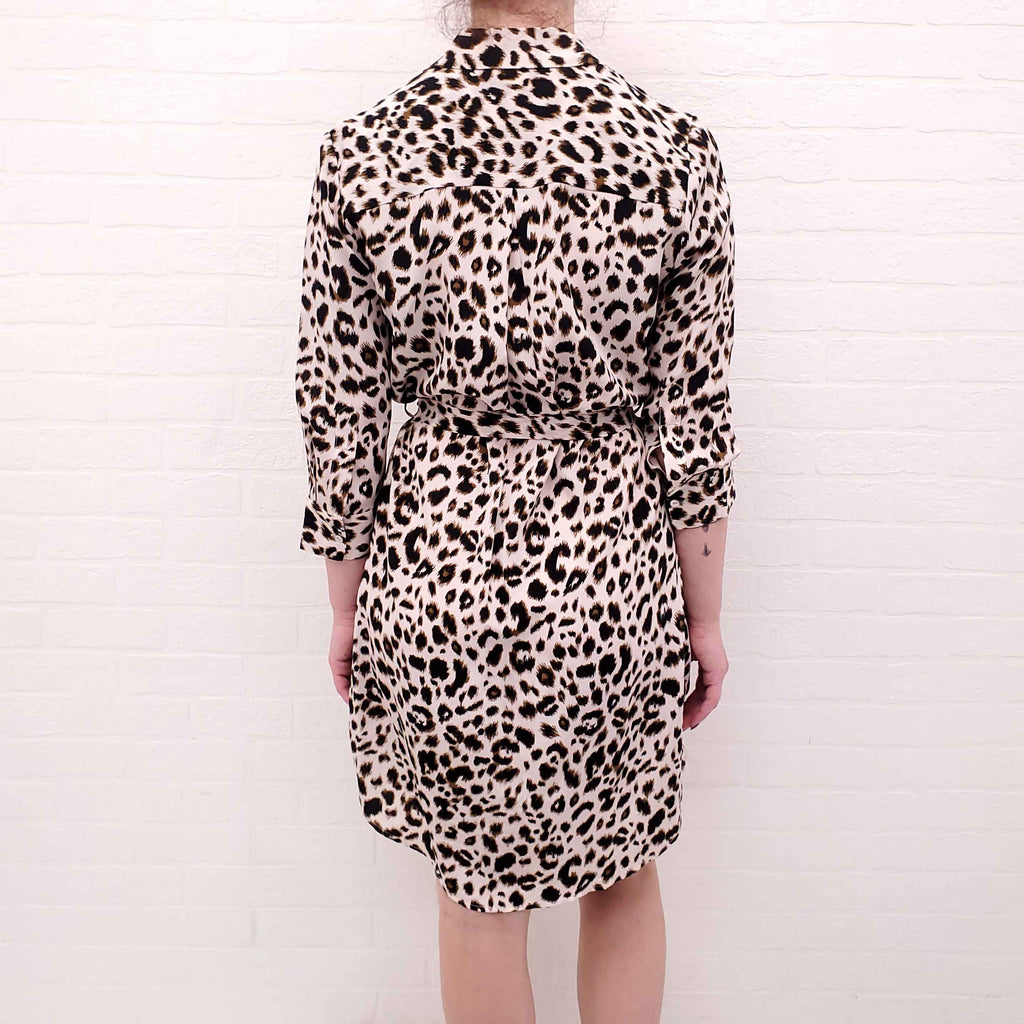 L’AGENCE LEOPARD SILK SHIRT DRESS WITH BELT - SIZE S