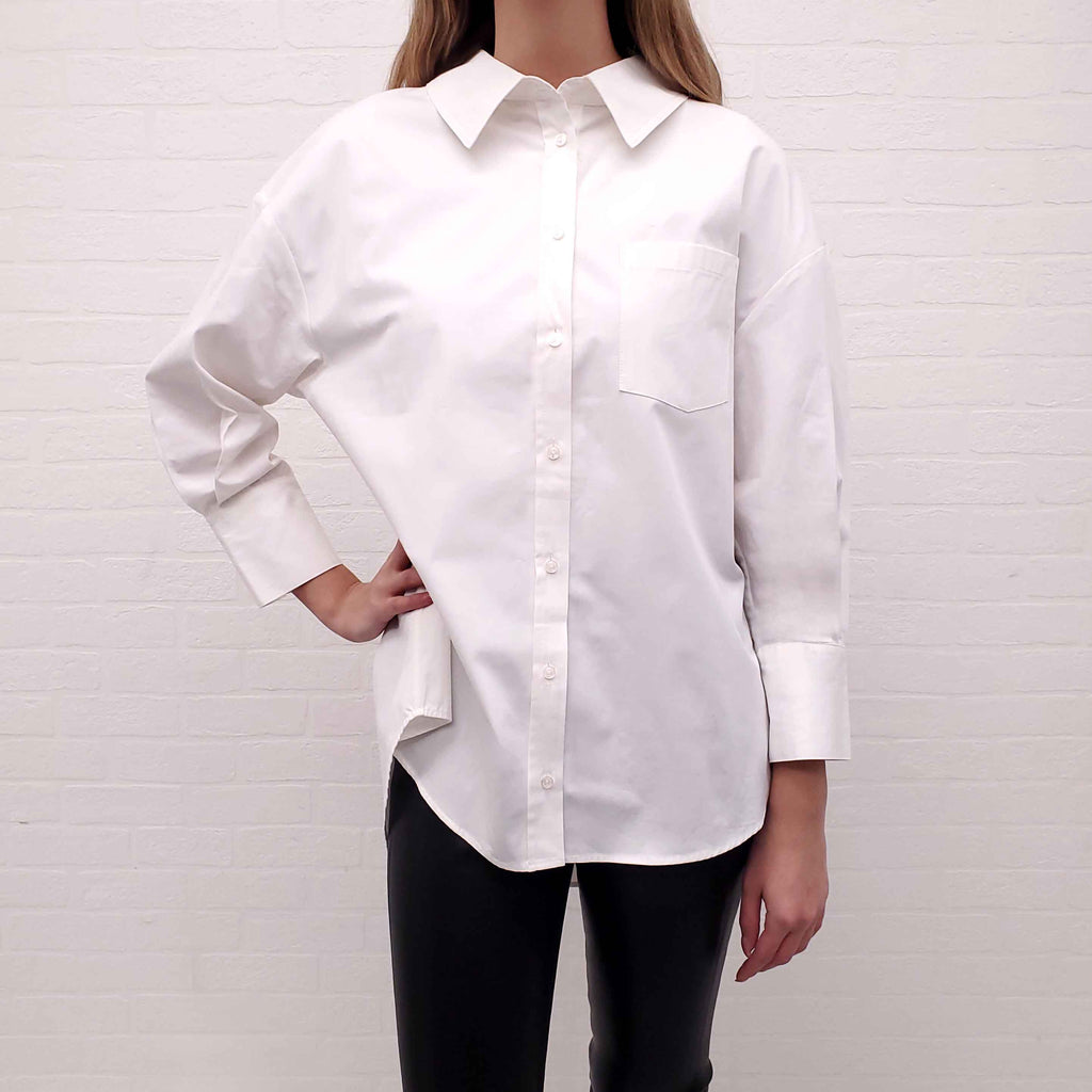 ANINE BING WHITE OVERSIZED BLOUSE - SIZE S