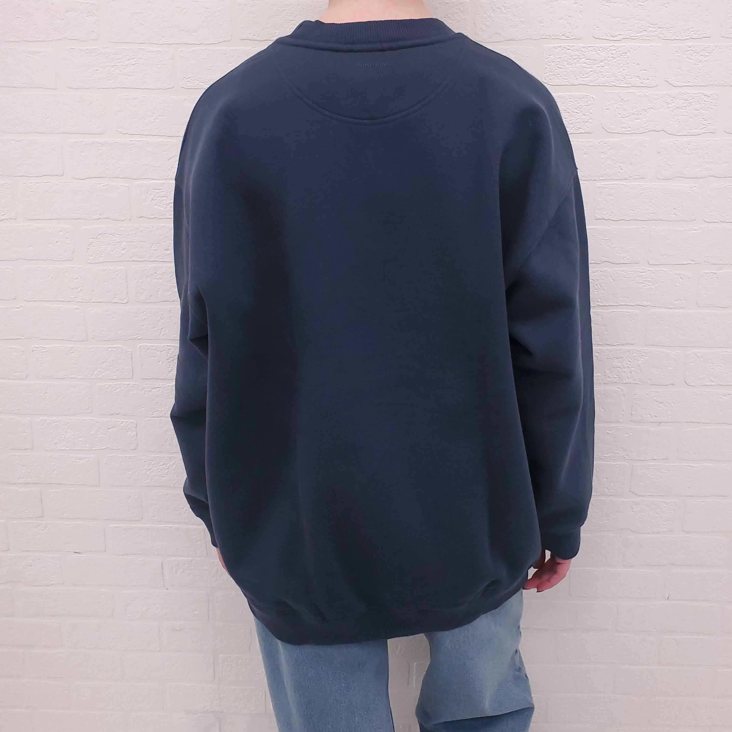 ANINE BING NAVY LOGO OVERSIZED SWEATSHIRT - SIZE S
