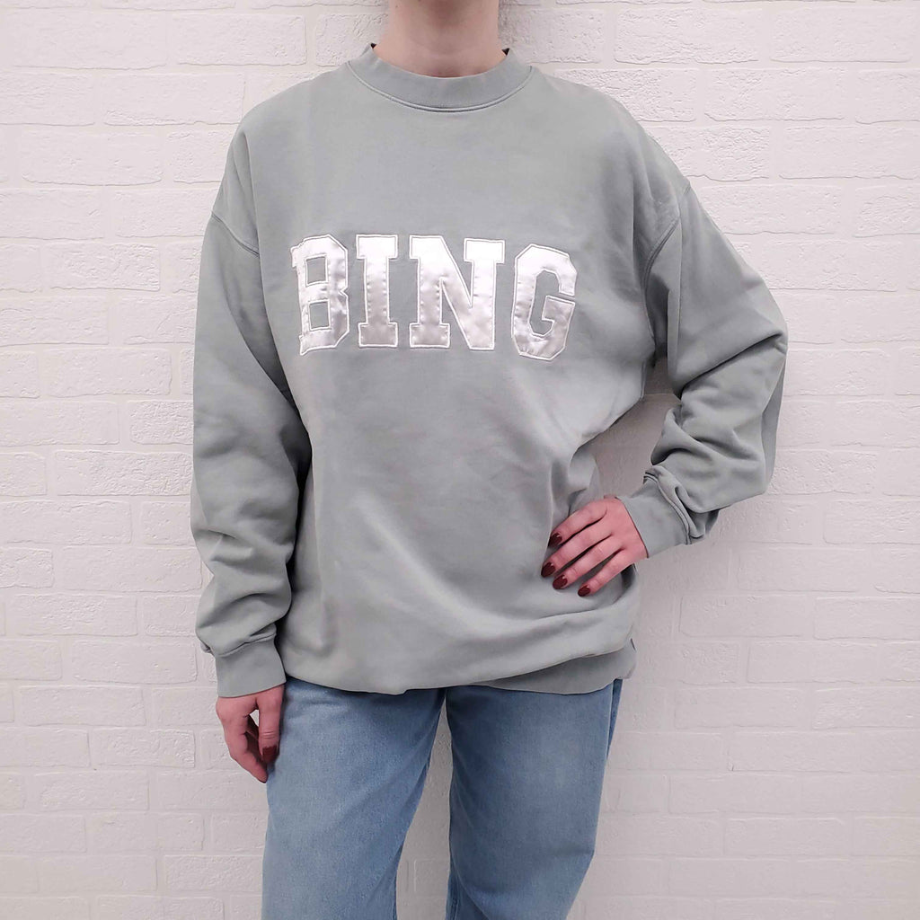 ANINE BING GREEN LOGO SWEATSHIRT - SIZE S (OVERSIZED)