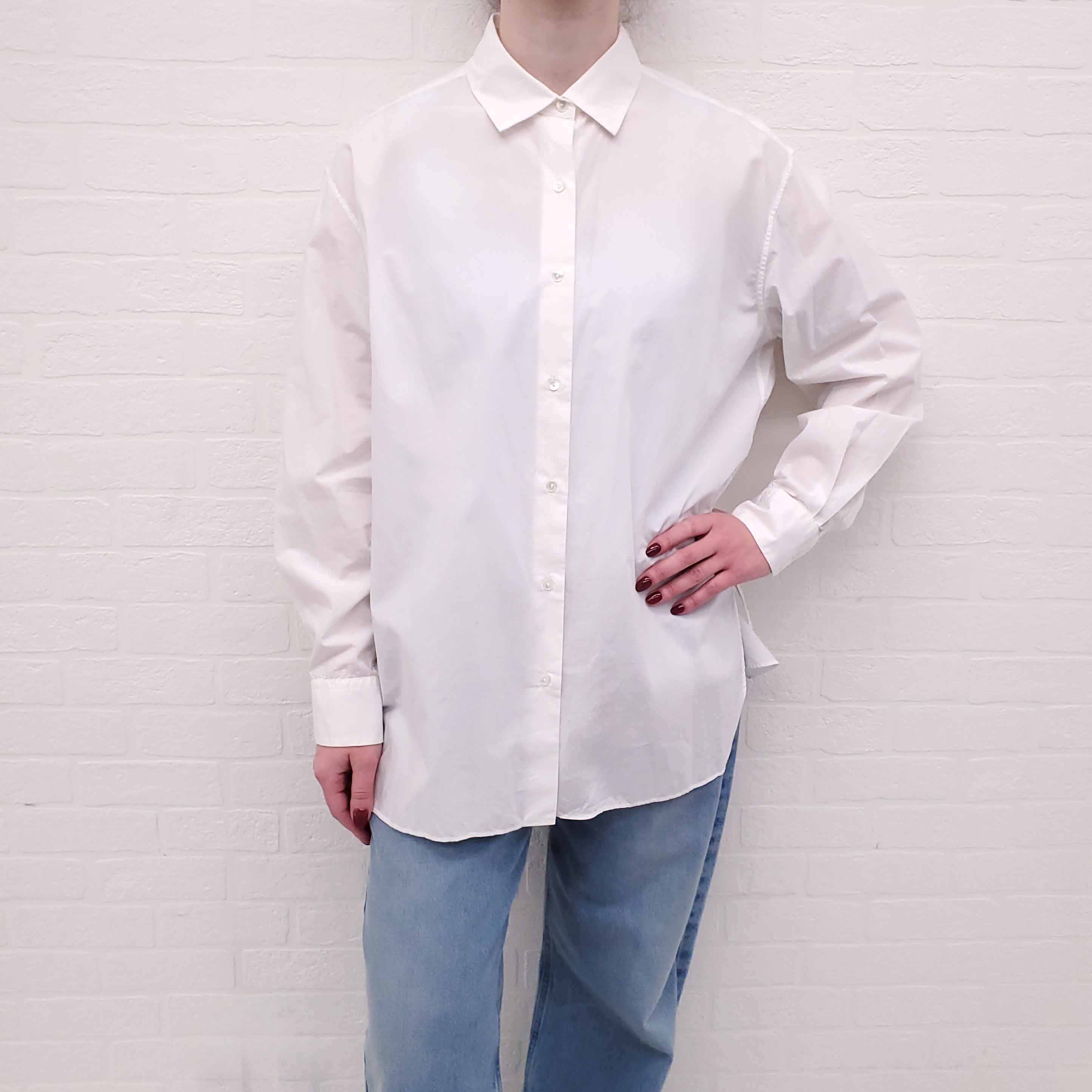 NILI LOTAN WHITE COTTON OVERSIZED BLOUSE - SIZE S