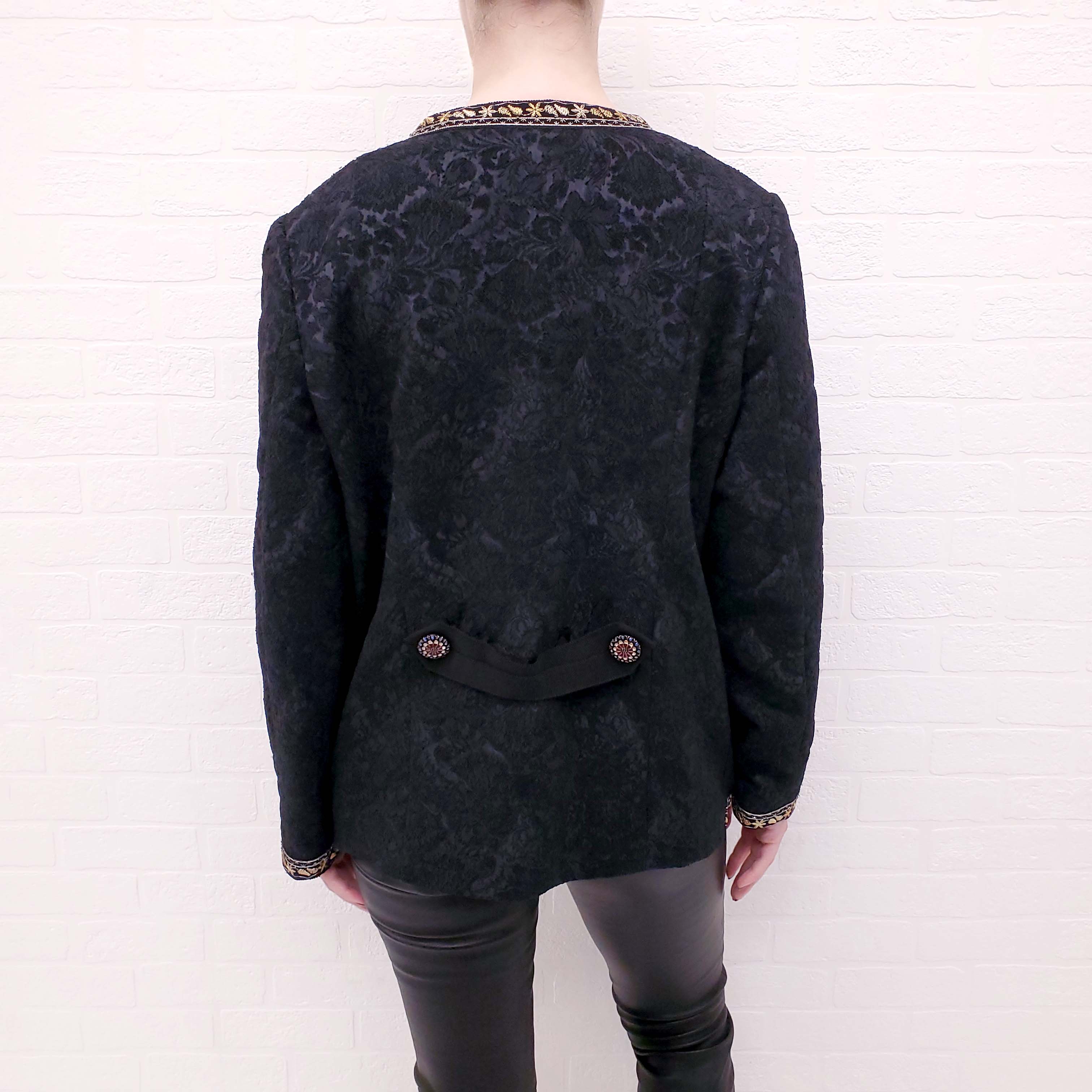 ETRO BLACK BROCADE JACKET WITH GOLD DETAILS - SIZE 46