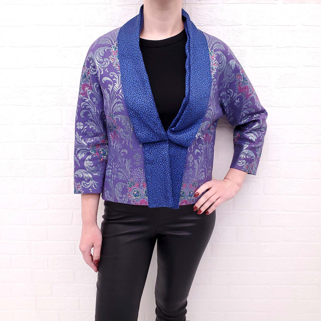 ETRO PURPLE METALLIC PATTERNED COAT - SIZE 42