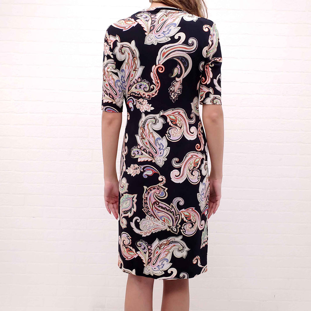 ETRO BLACK PAISLEY PATTERNED HALF SLEEVE DRESS - SIZE 42
