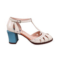 FENDI CREAM HEELS WITH TURQUOISE  - SIZE 38.5