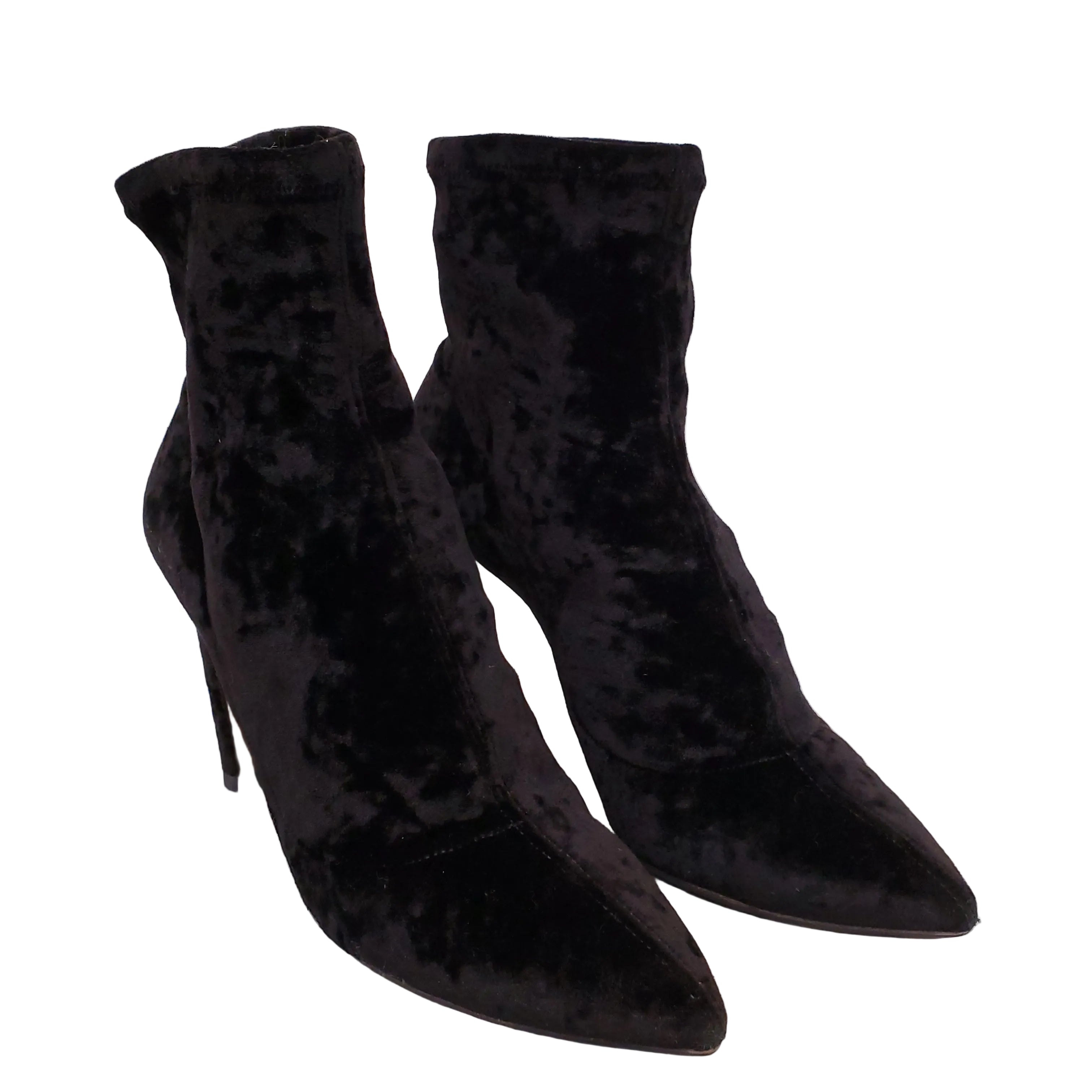 JIMMY CHOO BLACK VELVET BOOTS - SIZE 38