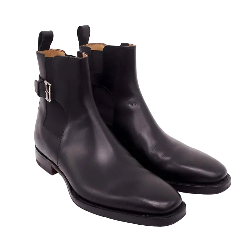 HERMÈS LEATHER BOOTIES WITH SILVER BUCKLE - SIZE 40 (FITS SMALL - US 9)