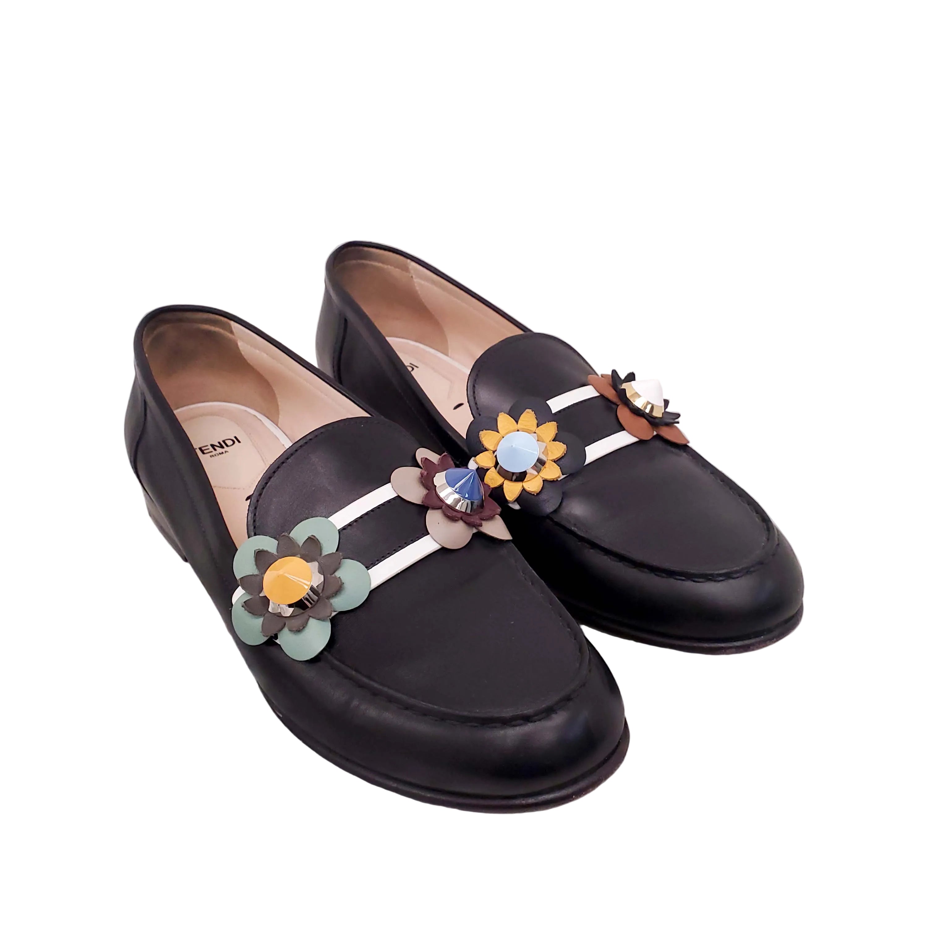 FENDI FLORAL BAGUETTE LOAFERS - SIZE 38