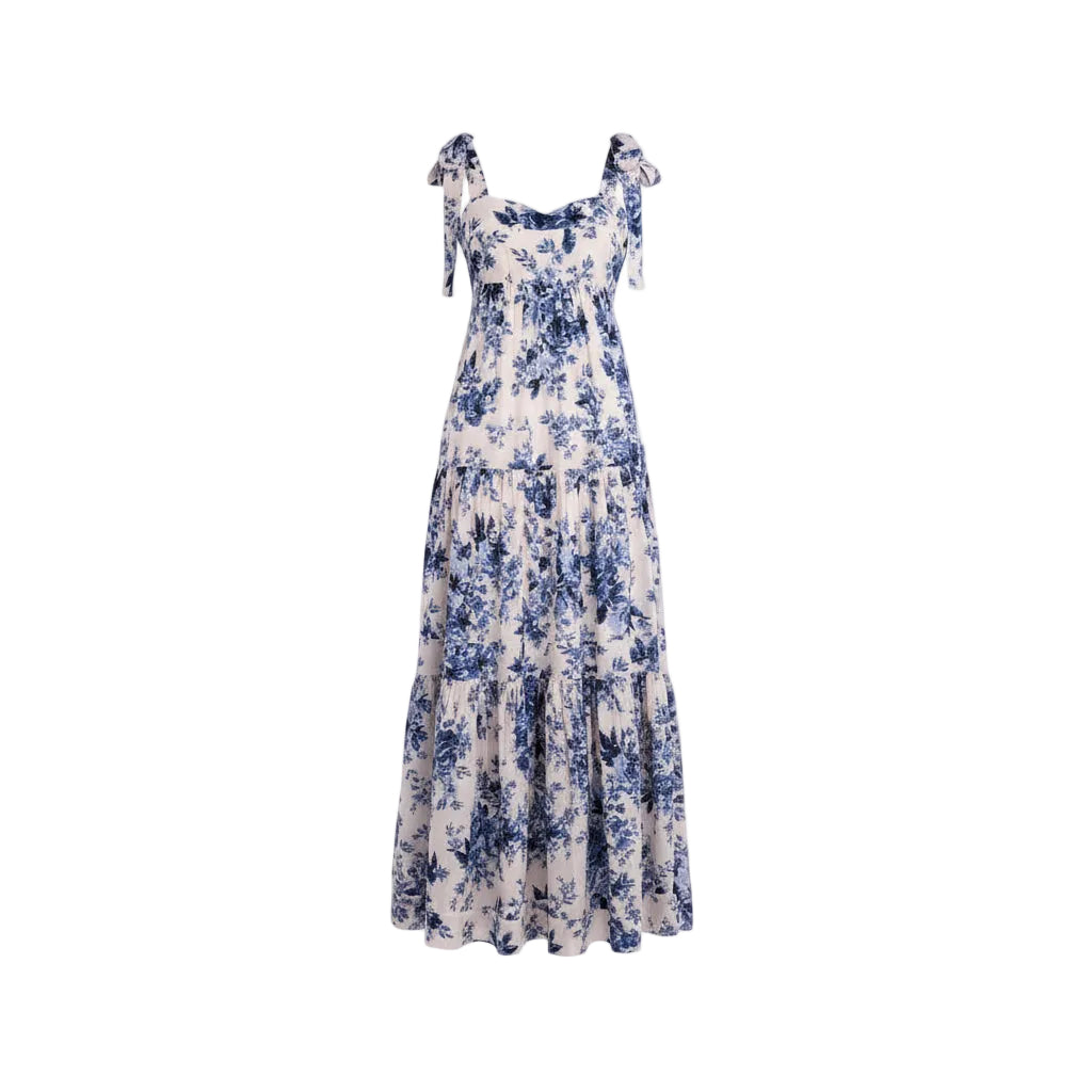 ZIMMERMANN BLUE FLORAL MAXI DRESS - SIZE 0 (US 4)