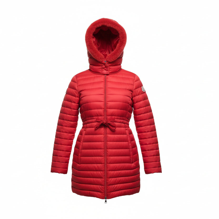 MONCLER RED JACKET WITH MINK FUR - SIZE 1 (S)