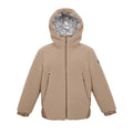 MONCLER CAMEL GIZEM HOODED FLEECE AND DOWN JACKET - SIZE 10Y (XXS)