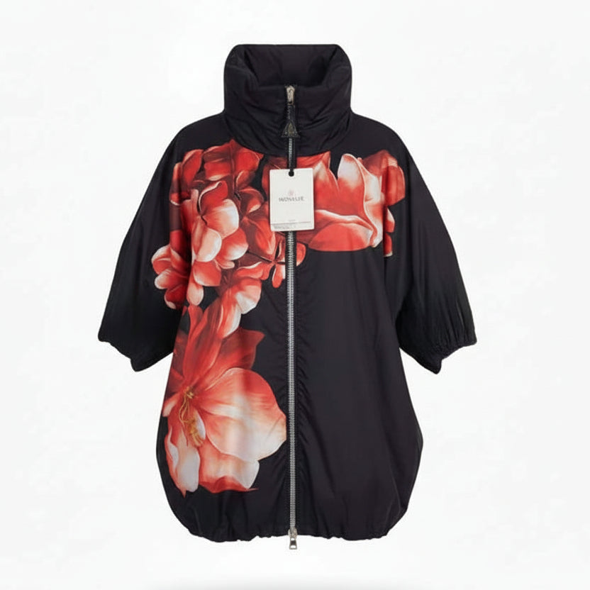 MONCLER FLORAL PRINTED SILK SHIRT - SIZE M