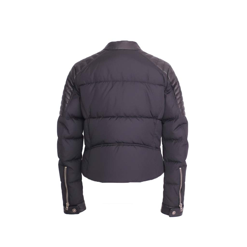 MONCLER CROPPED PUFFER JACKET WITH LEATHER - SIZE 1 (S)