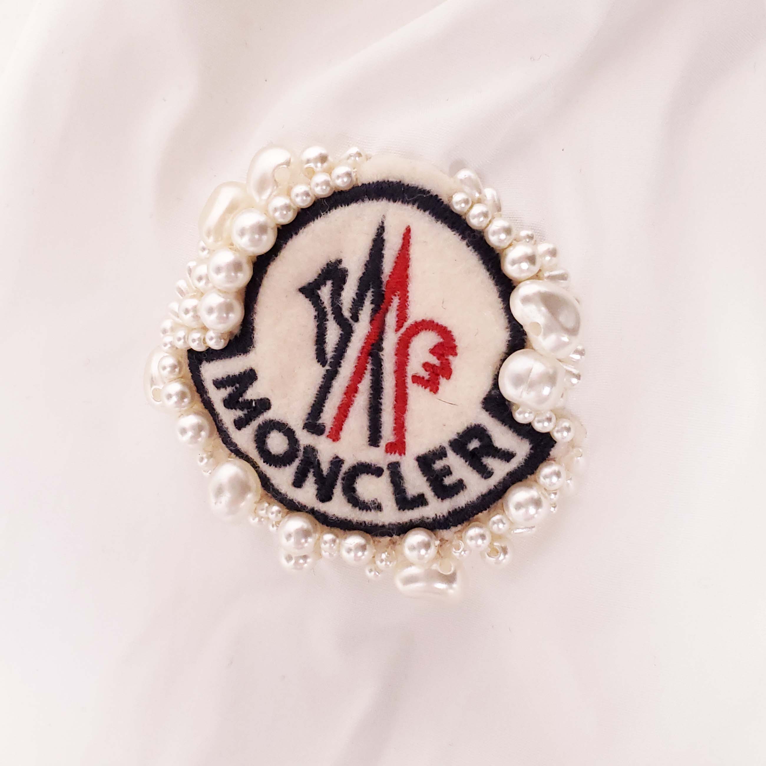 MONCLER X SIMONE ROCHA FLORAL BLOUSE WITH PEARL DETAILS - SIZE XS