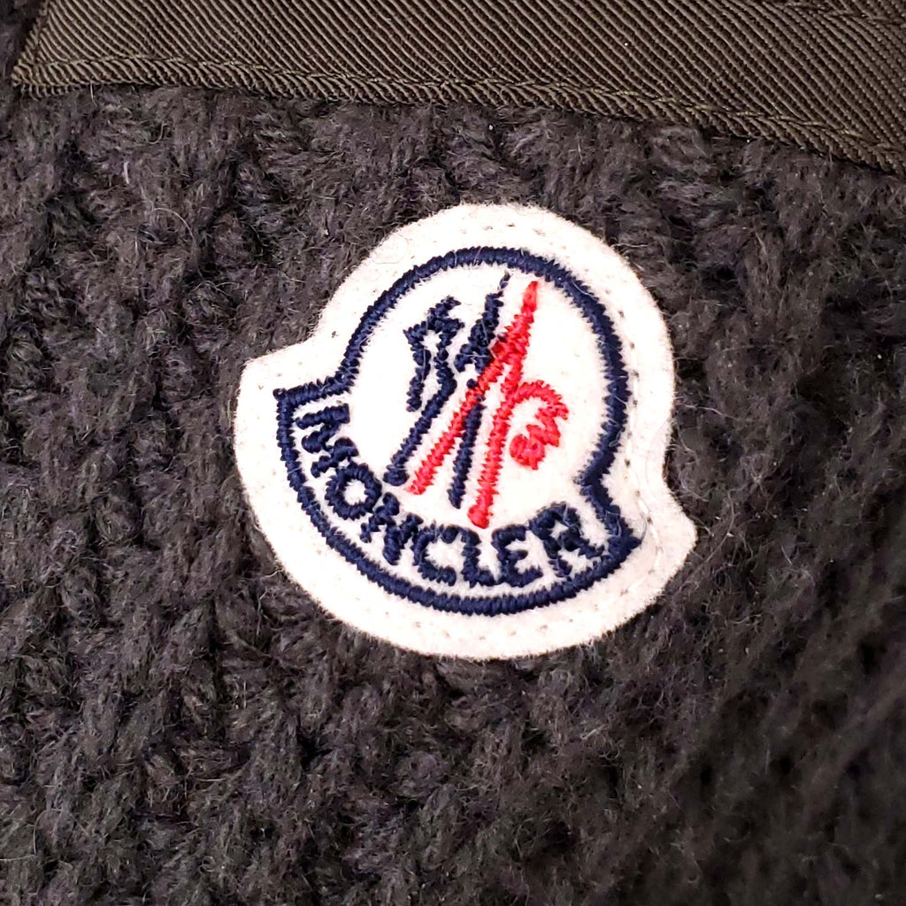 MONCLER GREEN CABLE KNIT SWEATER WITH LOGO - SIZE S (OVERSIZED)