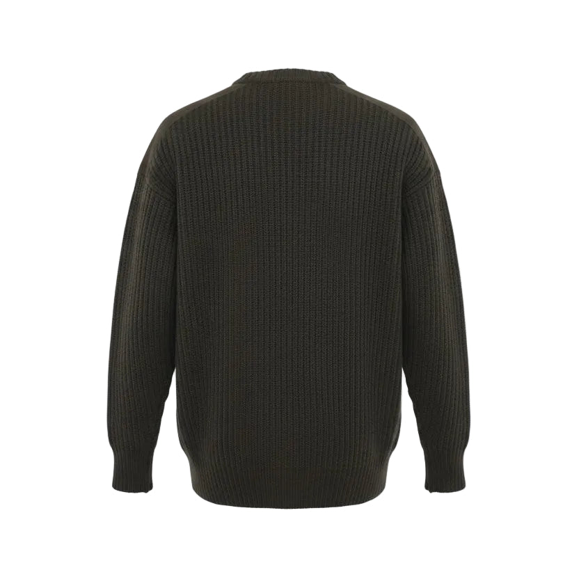 MONCLER GREEN CABLE KNIT SWEATER WITH LOGO - SIZE S (OVERSIZED)