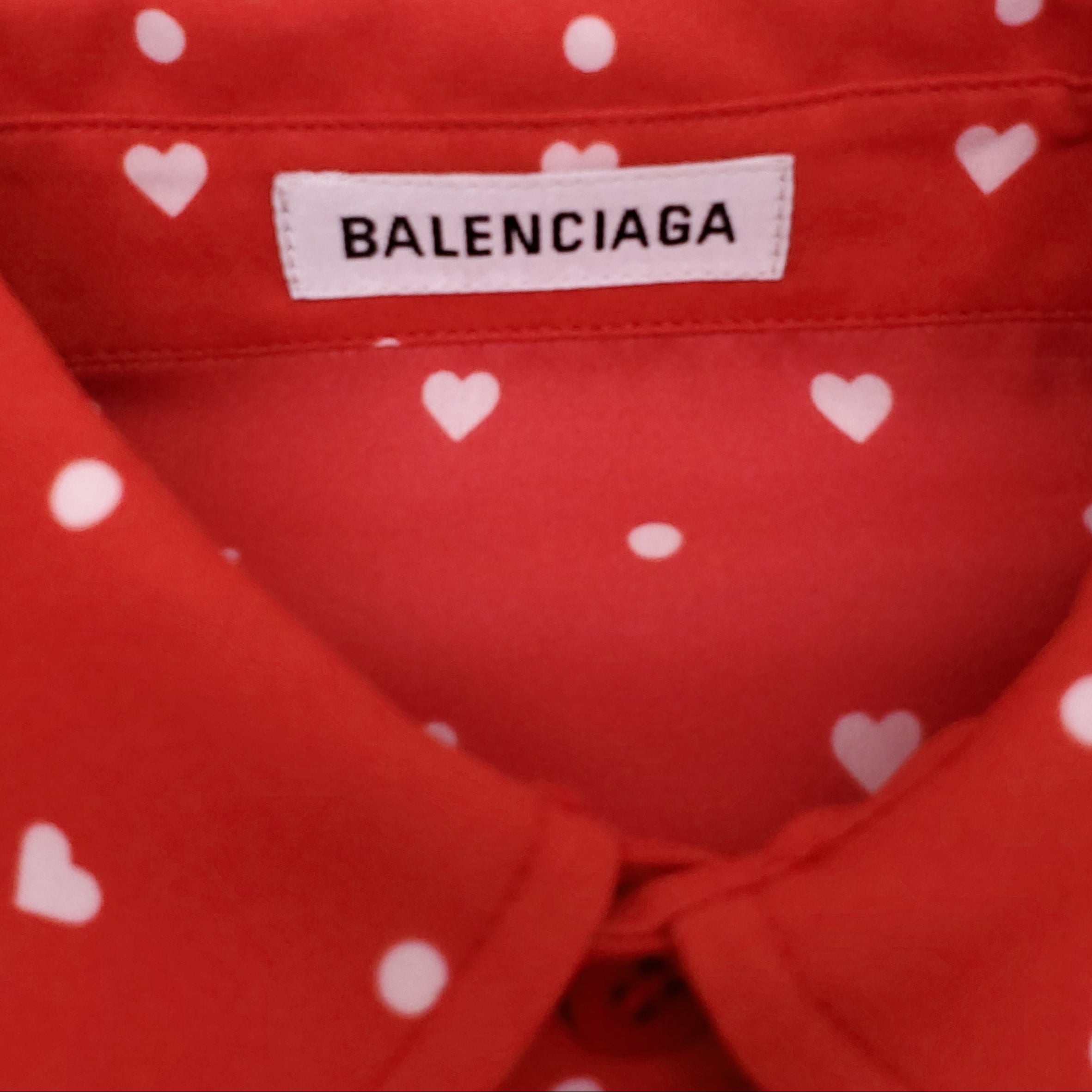 BALENCIAGA OVERSIZED RED HEART BLOUSE - SIZE 32