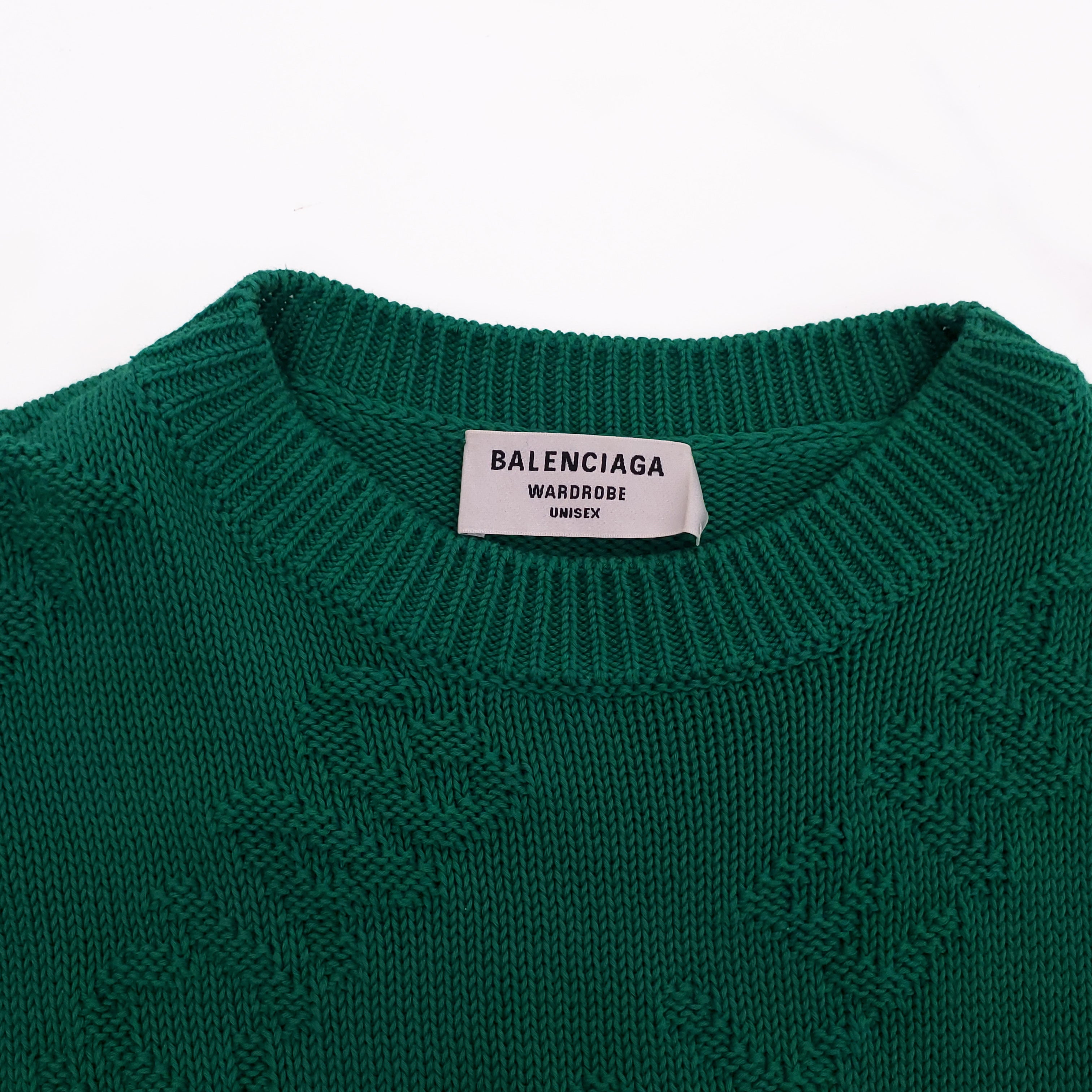BALENCIAGA GREEN LOGO OVERSIZED SWEATER - SIZE M