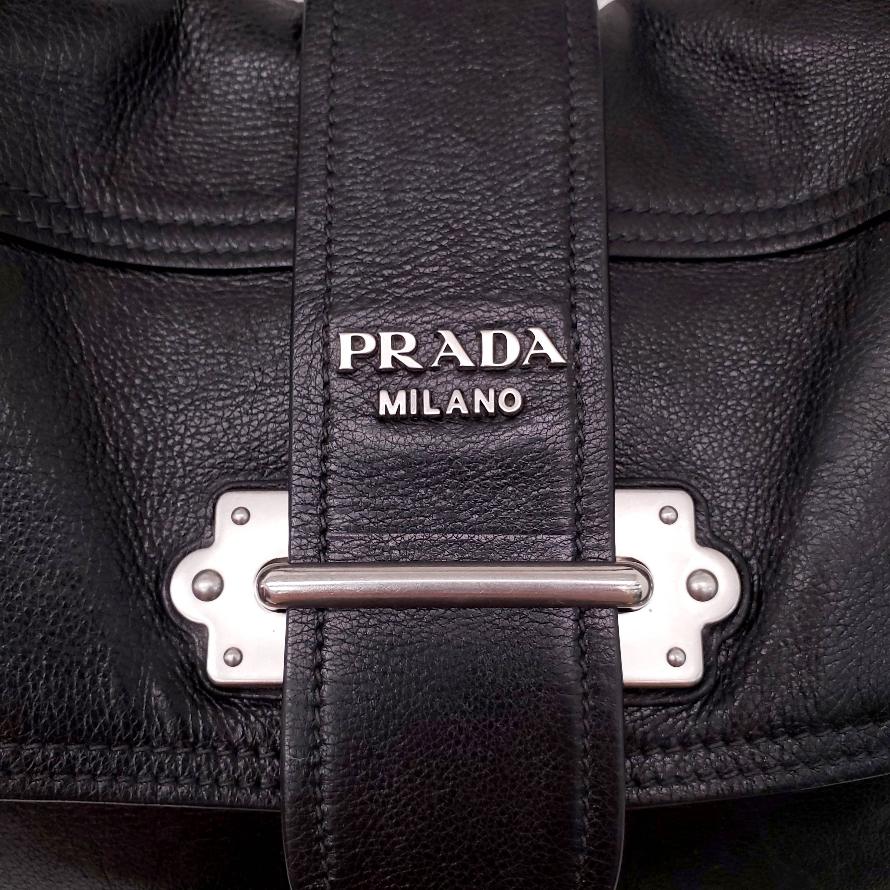PRADA BLACK LEATHER CAHIER CROSSBODY BAG