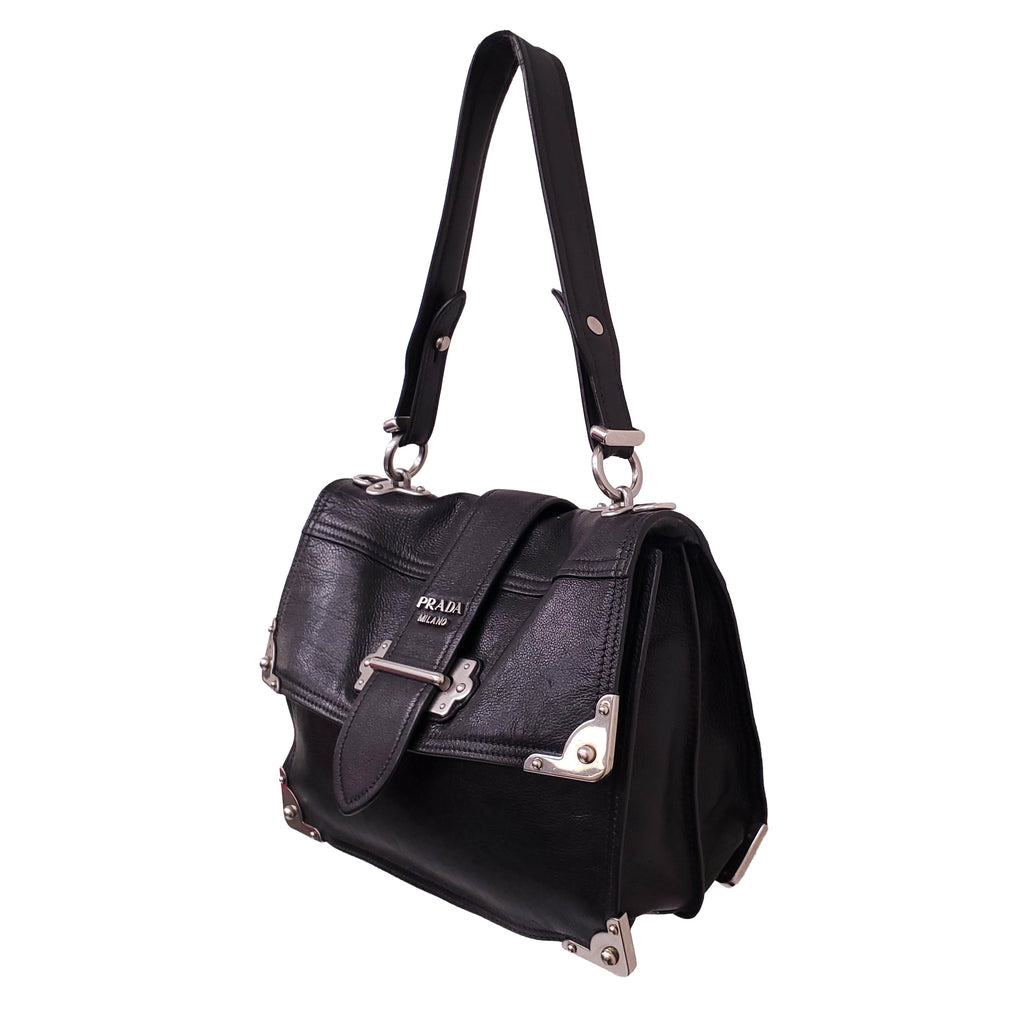PRADA BLACK LEATHER CAHIER CROSSBODY BAG