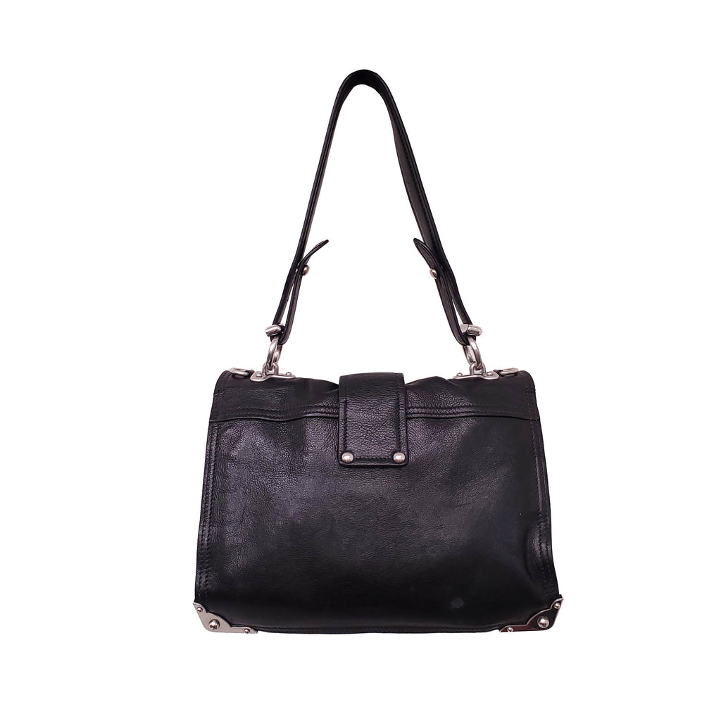 PRADA BLACK LEATHER CAHIER CROSSBODY BAG