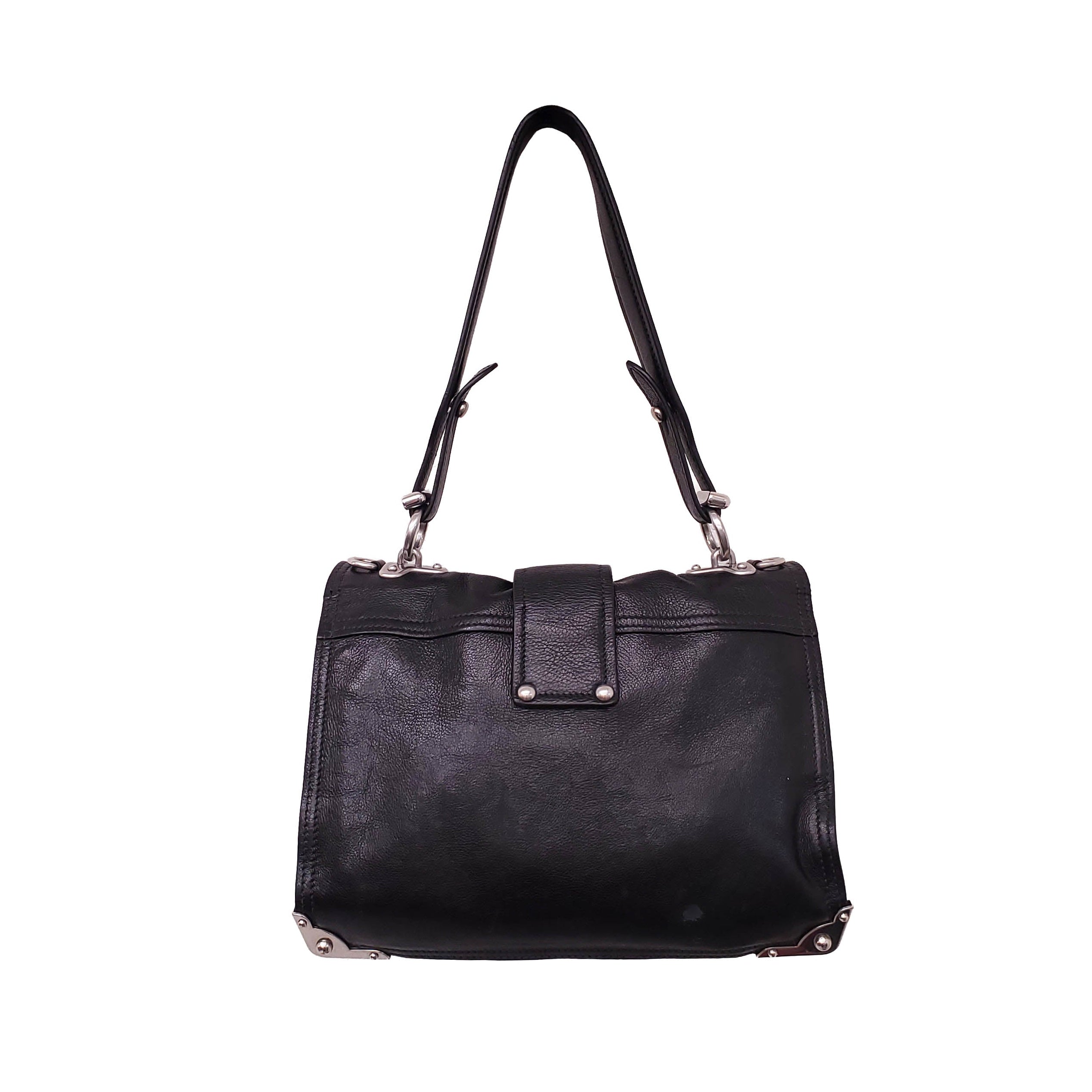 PRADA BLACK LEATHER CAHIER CROSSBODY BAG