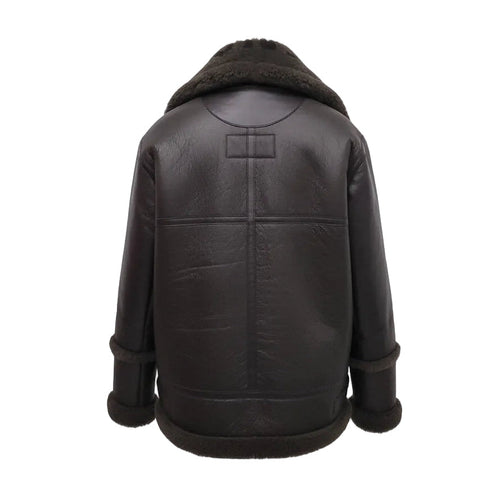 BALENCIAGA FOREST GREEN SHEARLING LOGO JACKET - SIZE 40